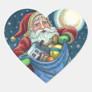 ADESIVO CORAÇÃO SACO DE BRINQUEDOS DE PAPAIS NOEIS DE ROTULAGEM, C