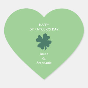 Adesivo Coração Sage Green Happy Dia de São Patrício Shamrock Pers