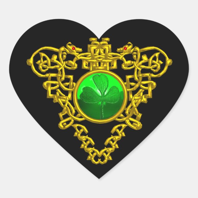 Adesivo Coração SAINT PATRICK'S CELTIC HEART , preto (Frente)