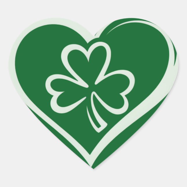 Adesivo Coração Saint Patrick's Day Engraçado Shamrock Heart Irish (Frente)