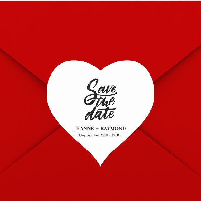 Adesivo Coração Salvando a Data do Casamento Personalizado com Let (Custom wedding heart sticker creates a stylish touch for invitation envelopes.)