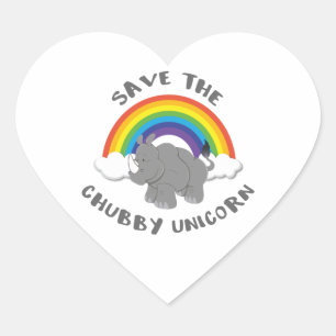 Adesivo Coração Salve O Chubby Unicorn Rhino