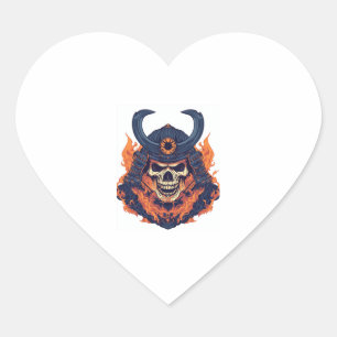 Adesivo Coração Samurai Oni Skull