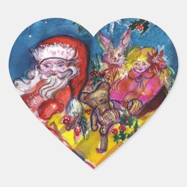 Adesivo Coração SANTA CLAUS COM GIFTS Heart (Frente)