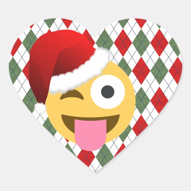 Adesivo Coração santa claus piscar os olhos emoji (Frente)