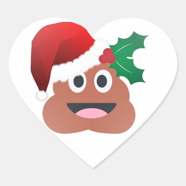 Adesivo Coração santa claus poop emoji (Frente)