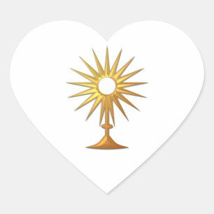 Adesivo Coração Santo Eucarista em Monstrance ouro