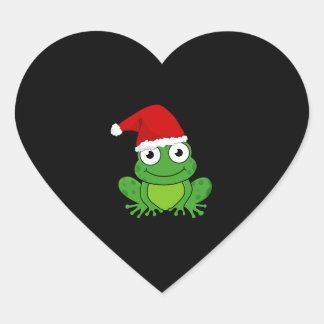 Adesivo Coração Sapo de Natal com Santa Hat