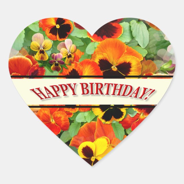 Adesivo Coração Saudação de Aniversário do Pânico (Frente)