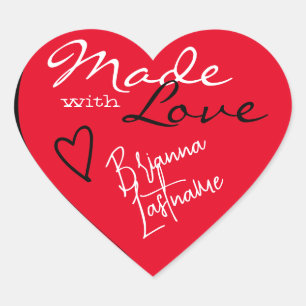 Adesivo Coração Script de Assinatura Vermelho Brilho Feito com Cor