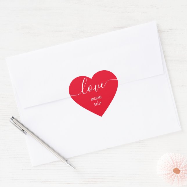 Adesivo Coração Script personalizado de Rico "Love" | Vermelho (Envelope)