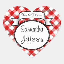 Adesivo Coração Script Vermelho - Da Cozinha De- Jar/Etiqueta