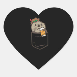 Adesivo Coração Sea Otter Pocket Bebendo Beer Animal Alemão