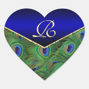 Adesivo Coração Seletor de Envelope Real BluePeacock Monograma