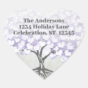 Adesivo Coração Selo de Casamento de Árvore de Folha de Coração