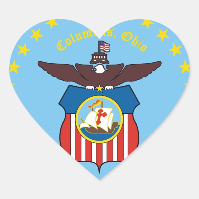 Adesivo Coração Selo de Columbus, Ohio (Frente)