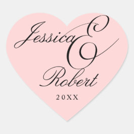 Adesivo Coração Selo de Envelope de Casamento Ampersand do Coração