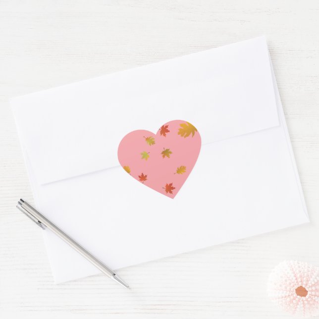Adesivo Coração Selo de Envelope de Folhas Caindo (Envelope)