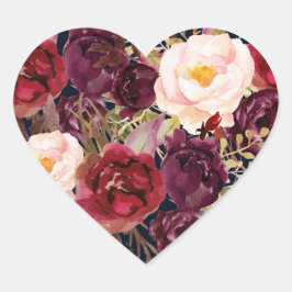 Adesivo Coração Selo do Coração do Casamento outono Floral do Mari