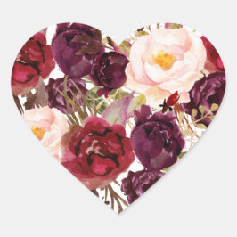 Adesivo Coração Selo do Coração do Casamento outono Floral Vermelh