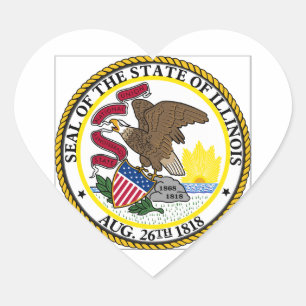 Adesivo Coração Selo do estado de Illinois