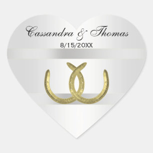 Adesivo Coração Selos brancos do envelope da prata dourada rústic