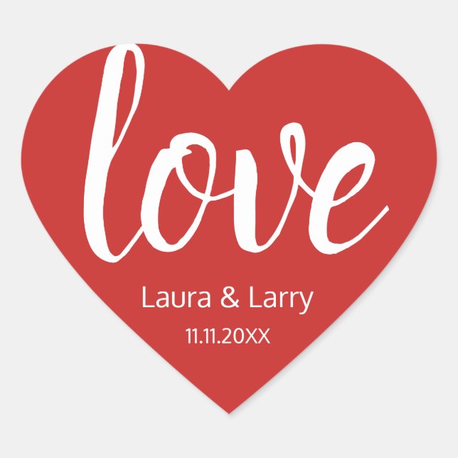 Adesivo Coração Selos De Envelope De Casamento De Coração Vermelho (Frente)