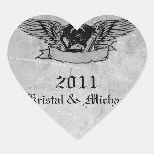 Adesivo Coração Selos flamejantes do envelope do motociclista