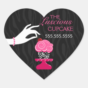 Adesivo Coração Selos para Cupcake de cereais e zebra