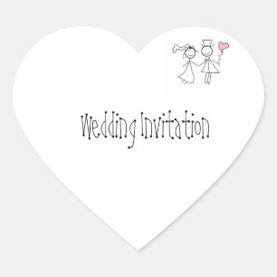 Adesivo Coração Selos Wedding personalizados do convite