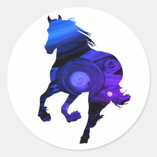 Adesivo Coração Selvagem, Vinheta Cavalo Azul