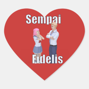 Adesivo Coração "Sempai Fidelis" para amantes do anime