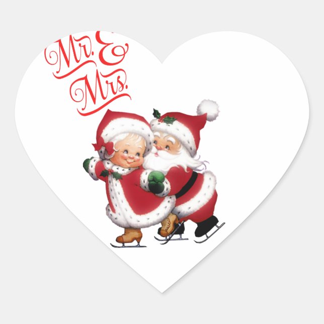 Adesivo Coração Senhor e Senhora Papai Noel (Frente)