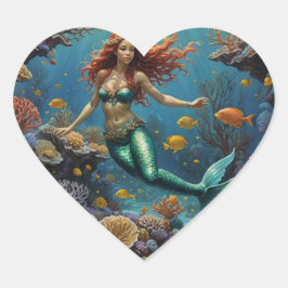 Adesivo Coração Sereia desfrutando do recife