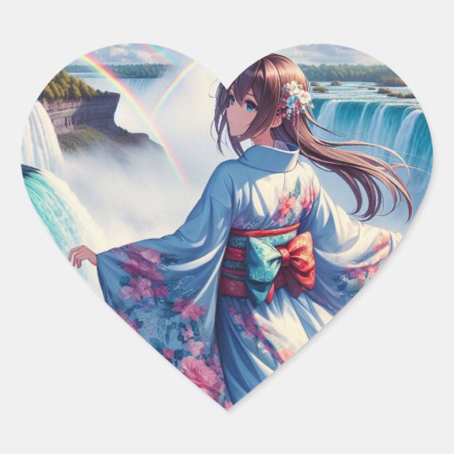 Adesivo Coração Serenidade pelas cataratas (Frente)