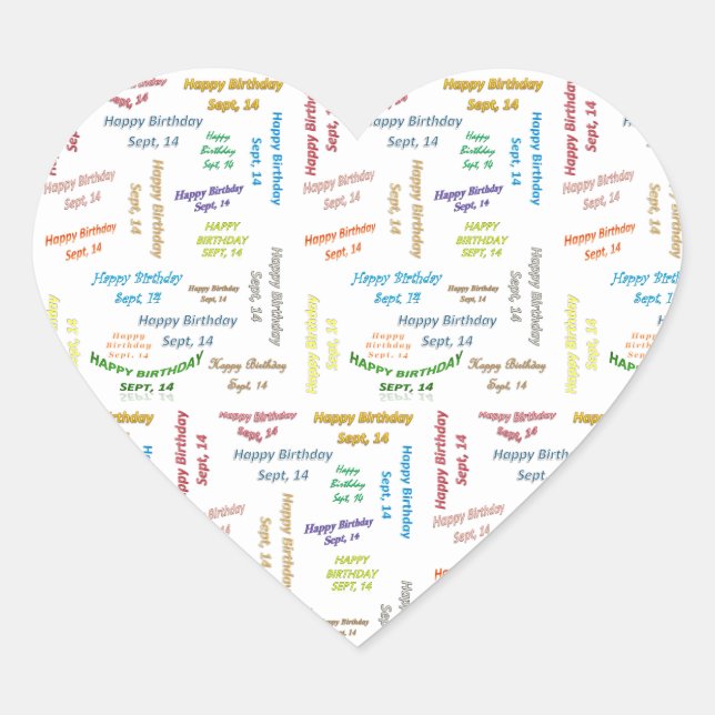 Adesivo Coração Setembro, 14 Aniversário (Frente)