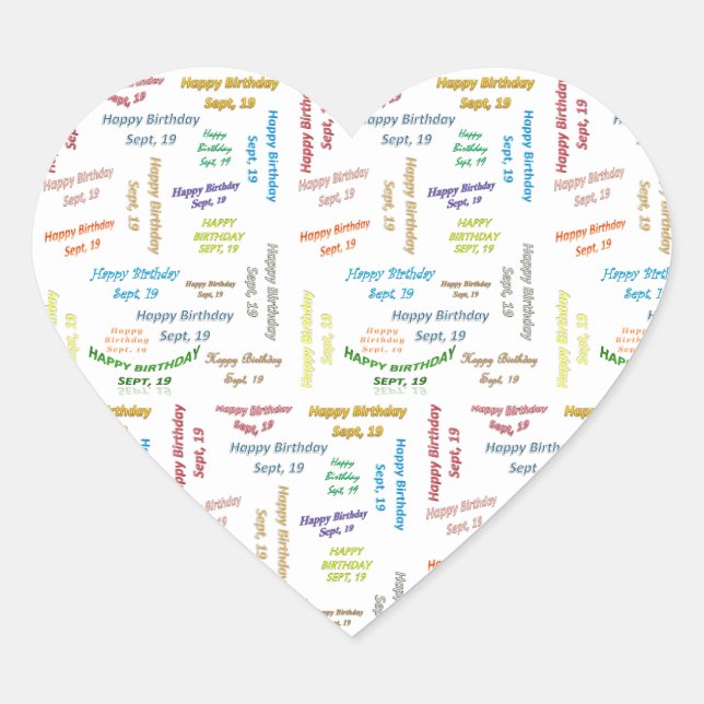 Adesivo Coração Setembro, 19 Aniversário (Frente)