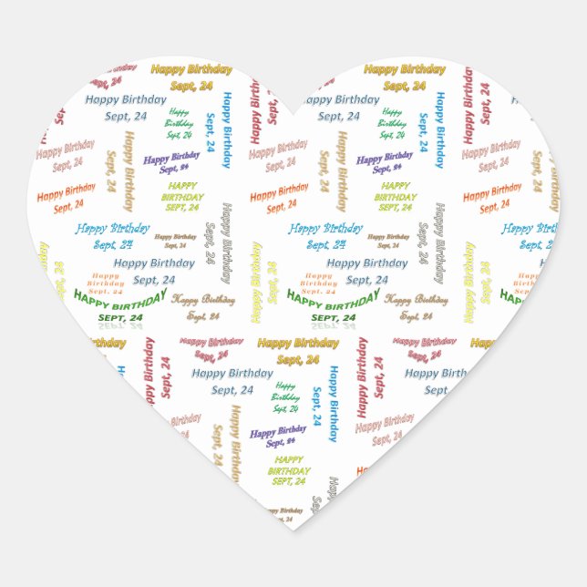 Adesivo Coração Setembro, 24 Aniversário (Frente)