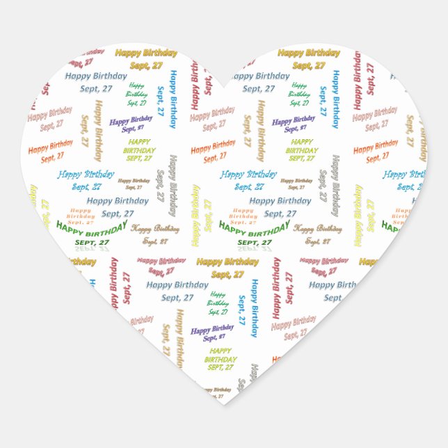 Adesivo Coração Setembro, 27 Aniversário (Frente)