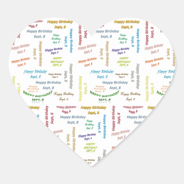 Adesivo Coração Setembro, 8 Aniversário (Frente)