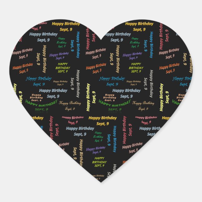 Adesivo Coração Setembro, 9 Aniversário (Frente)