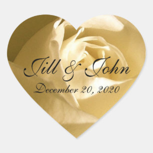 Adesivo Coração Seus nomes, sua data, economias do rosa do creme a