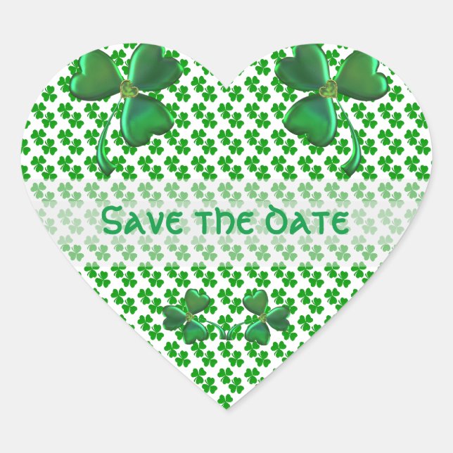 Adesivo Coração Shamrock Custom Save date Irish (Frente)
