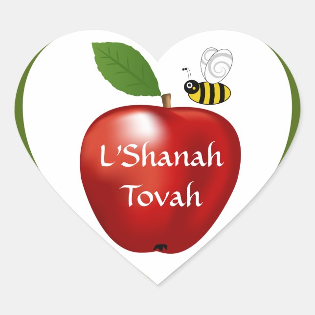Adesivo Coração Shanah Tovah Rosh Hashanah Ano Novo (Frente)