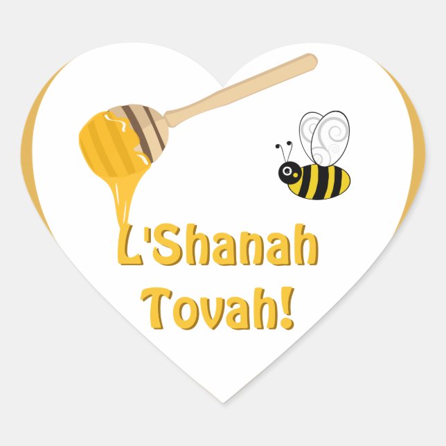 Adesivo Coração Shanah Tovah Rosh Hashanah Ano Novo (Frente)