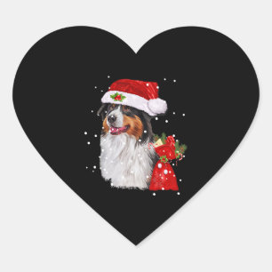 Adesivo Coração Shepherd Dog Santa Hat, Natal