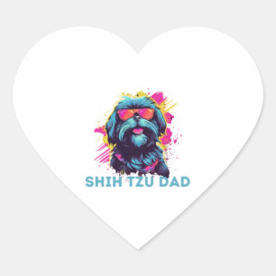 Adesivo Coração Shih Tzu Pai