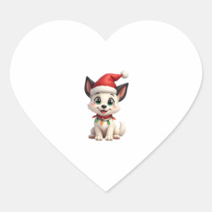 Adesivo Coração Shih Tzu Papai Noel Árvore de Natal Luzes Xmas Amo
