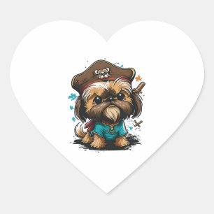 Adesivo Coração Shorkie Shih Tzu Yorkie Yorkshire Dog Pirate