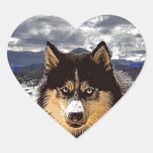 Adesivo Coração Siberian Husky Heart Sticker
